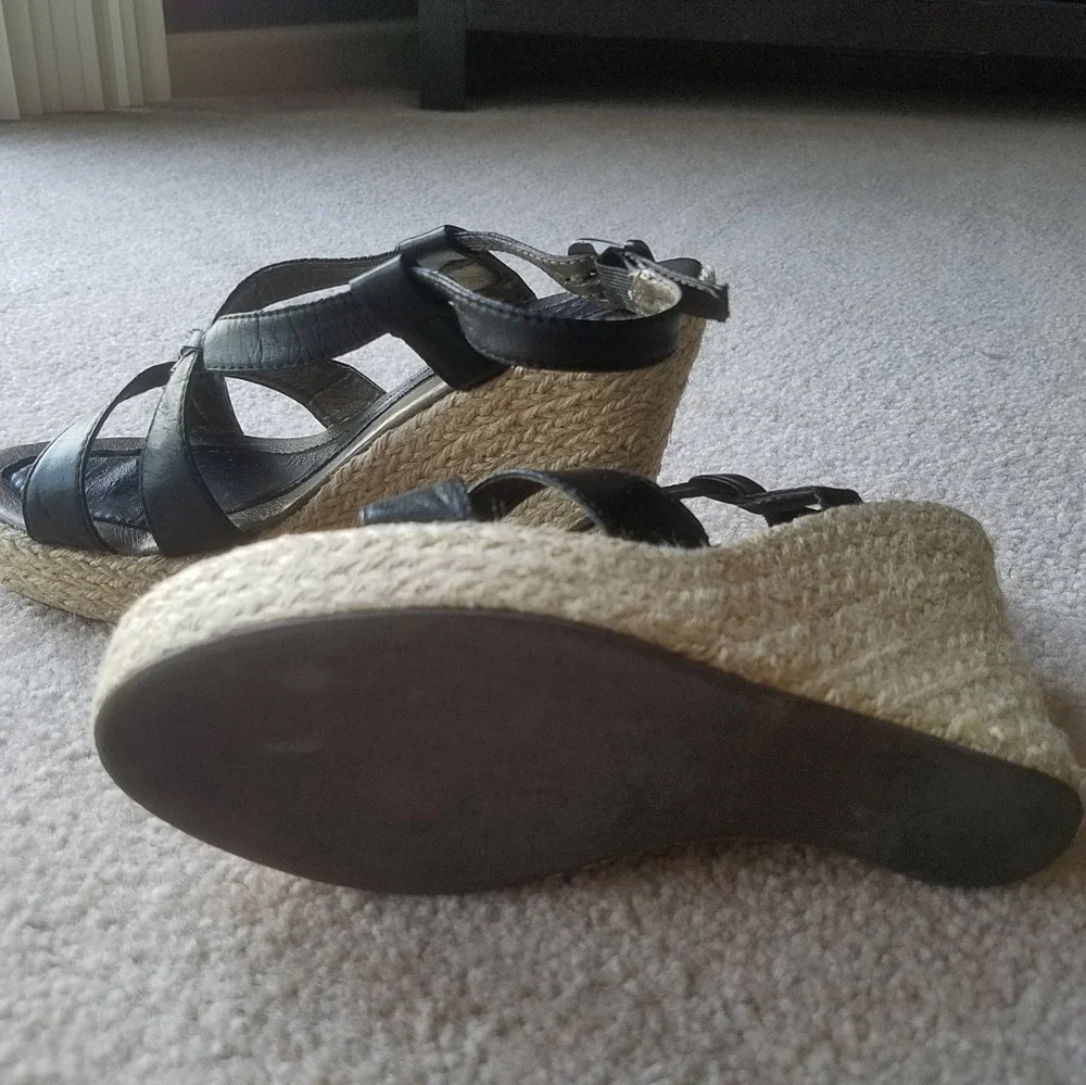 Black Espadrilles Criss Cross Wedges Sandals from Spain size 7